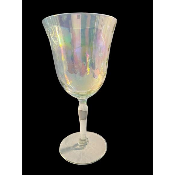 6 Fostoria Crystal Pearl Shell Iridescent Wine Glasses Loop Optics - Picture 14 of 15